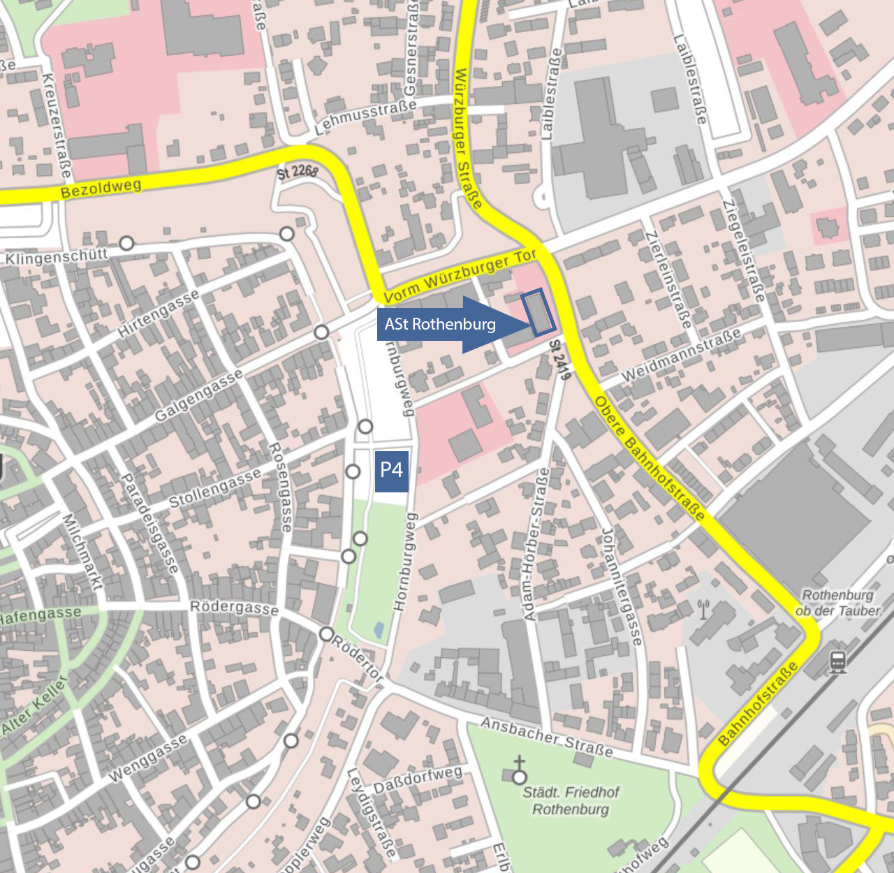  Lageplan Mannstraße mit Markierung der Außenstelle Rothenburg